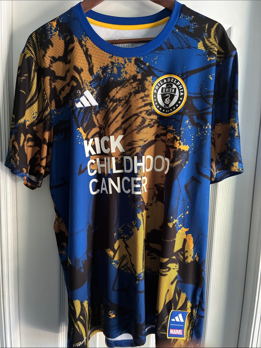Adidas Blue & Gold Philadelphia Union 'Kick Childhood Cancer' Soccer Jersey